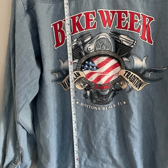 Vintage 2002 Daytona Beach Bike Week Denim button down shirt men’s medium - Picture 7 of 8